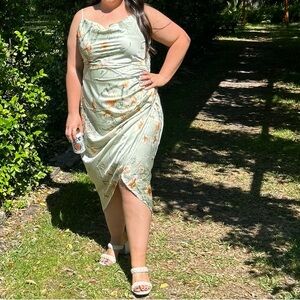 Sage Green Floral Slip Dress